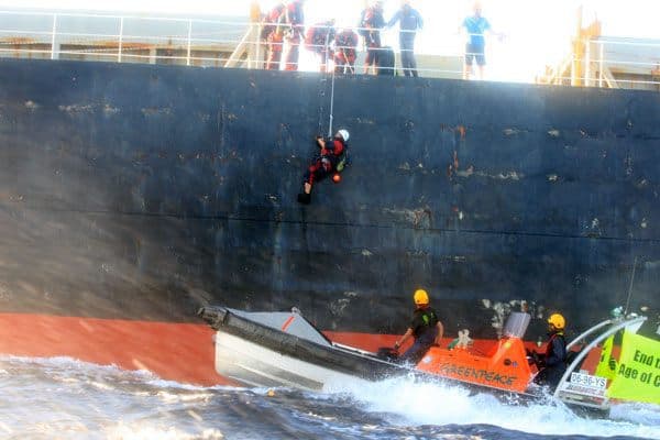 Greenpeace Rainbow Warrior arrives in Cairns April 27