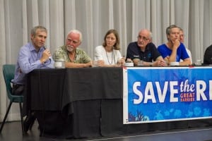 Panellists address questions at the community forum on Cairns port dredging